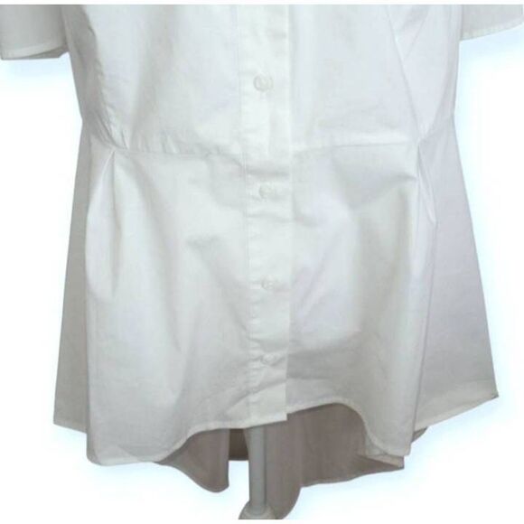LANE BRYANT WHITE BUTTON DOWN OFF-THE-SHOULDER HI-LO SHIRT SZ.20 NWT. - Picture 3 of 9